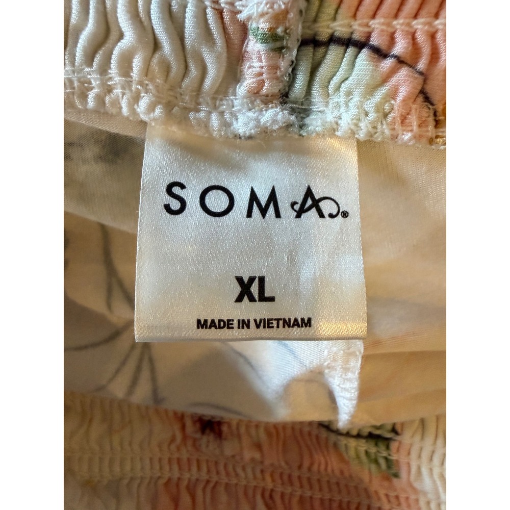 Soma Cool Nights Pajama Lounge Pants Women XL Ivory Floral Print Sleepwear - Picture 8 of 9